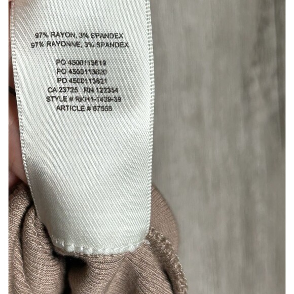 Babaton Cropped Top Ribbed Short Sleeves Beige Tan Color - Picture 4 of 6